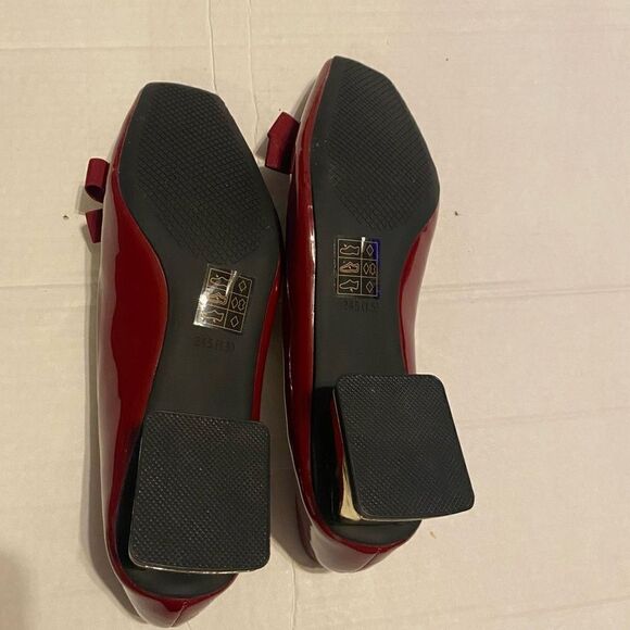 C.PARAVANO Women’s Red Block Heels Size EU 39 US 8 Square Toe Patent Leather New - Picture 11 of 12
